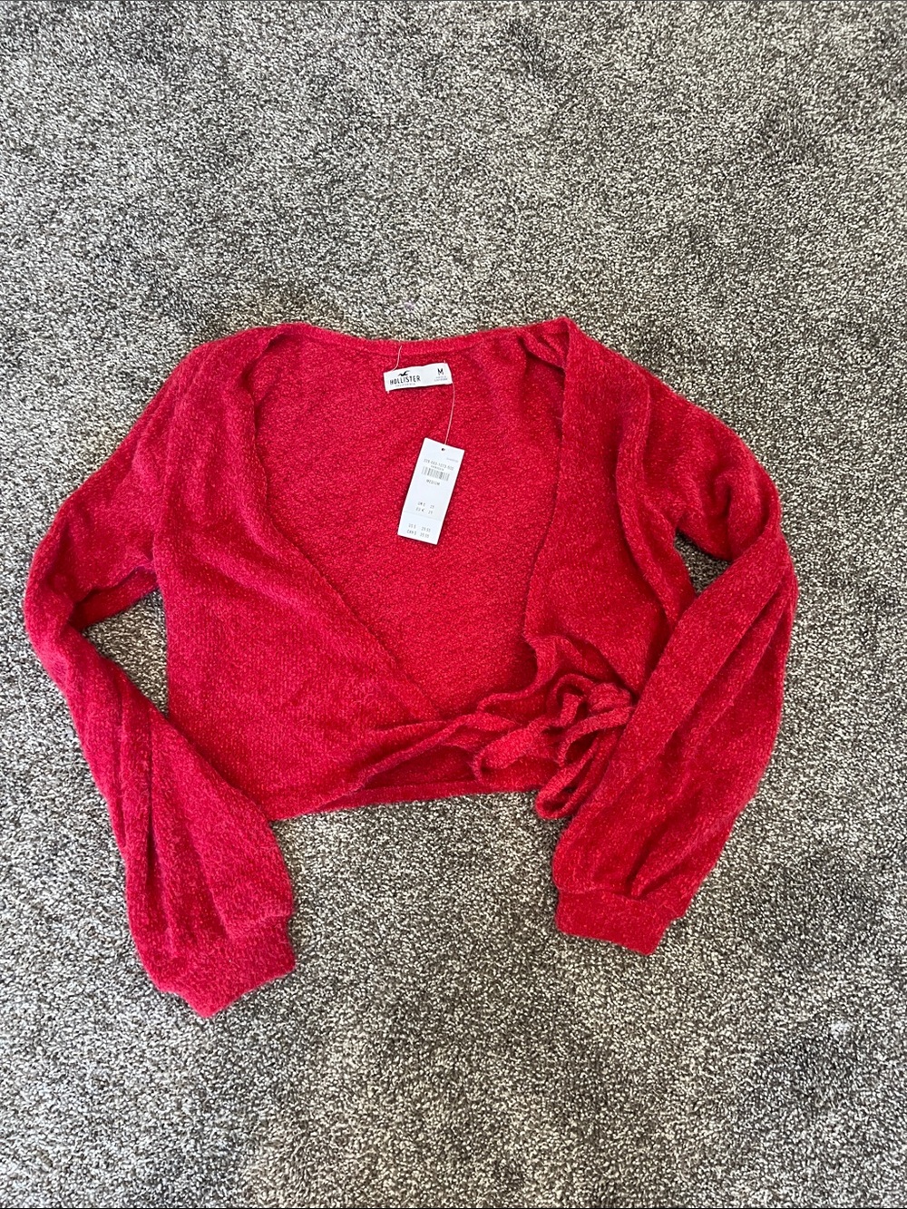 Hollister Bright Red Cropped Wrap Cardigan